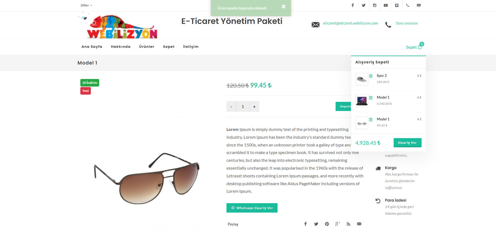 E-Ticaret Web Site Paketi